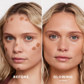 Saie Dew Bronze Liquid Bronzer Stick in Sand, applicator close-up
