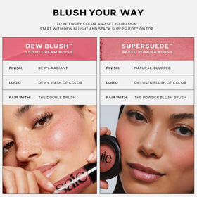 Saie Dew Liquid Blush Dreamy shade options display