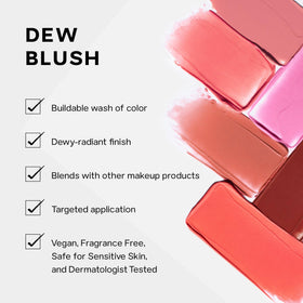 Saie Dew Liquid Blush Flirty packaging with ingredients list