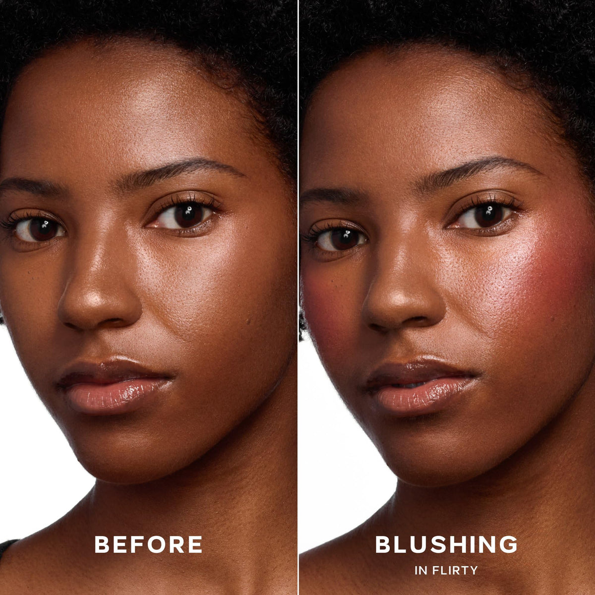 Saie Dew Liquid Blush Flirty swatch on skin