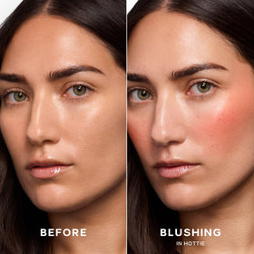 Saie Dew Liquid Blush Hottie swatch on skin