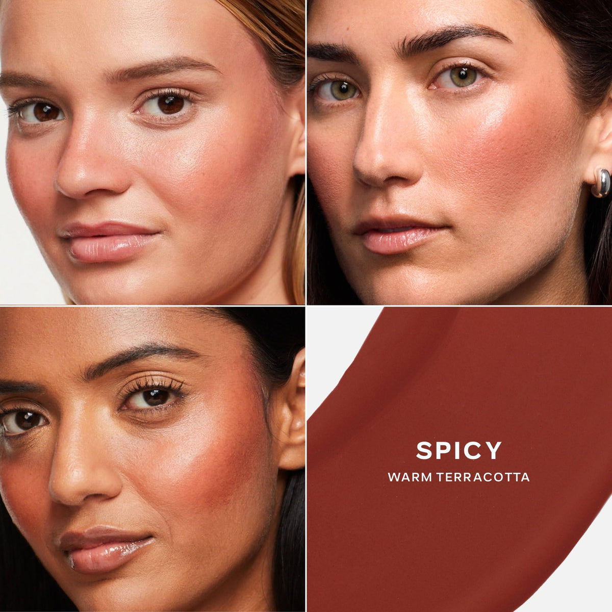 Saie Dew Liquid Blush in Spicy with blending brush