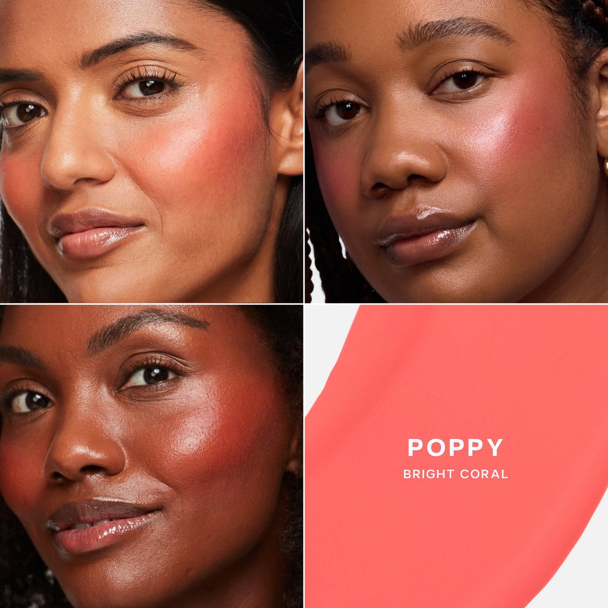 Saie Dew Liquid Blush in use on cheeks