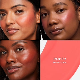 Saie Dew Liquid Blush in use on cheeks