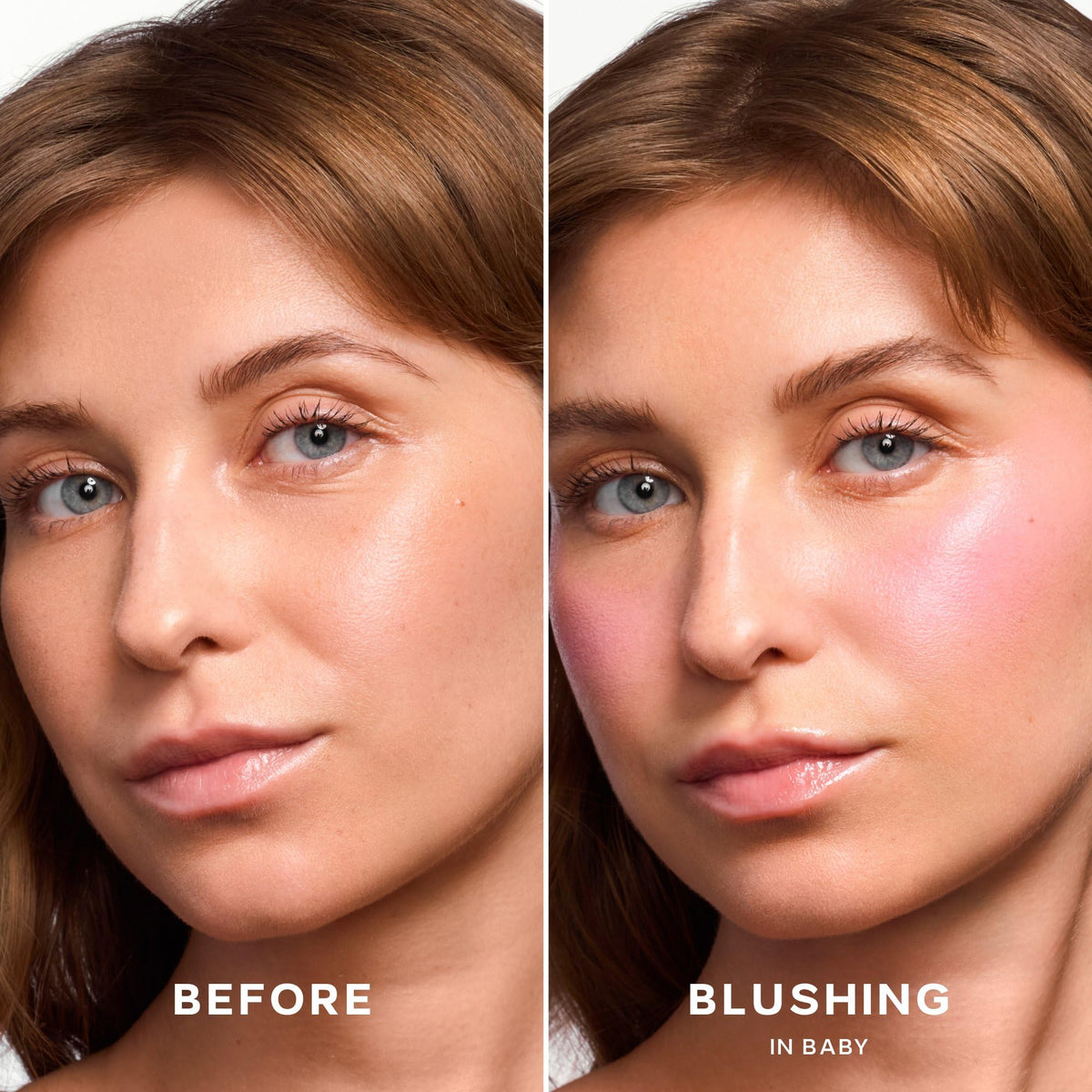 Saie Dew Liquid Blush Stick swatch on skin showing creamy texture
