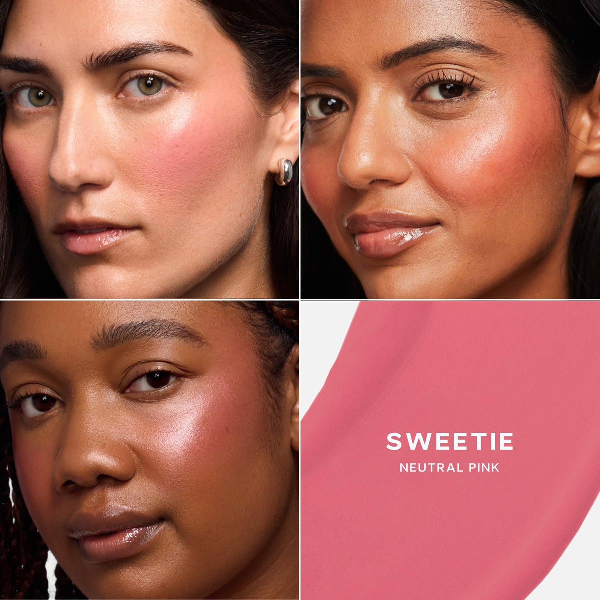 Saie Dew Liquid Blush Sweetie in use on cheeks