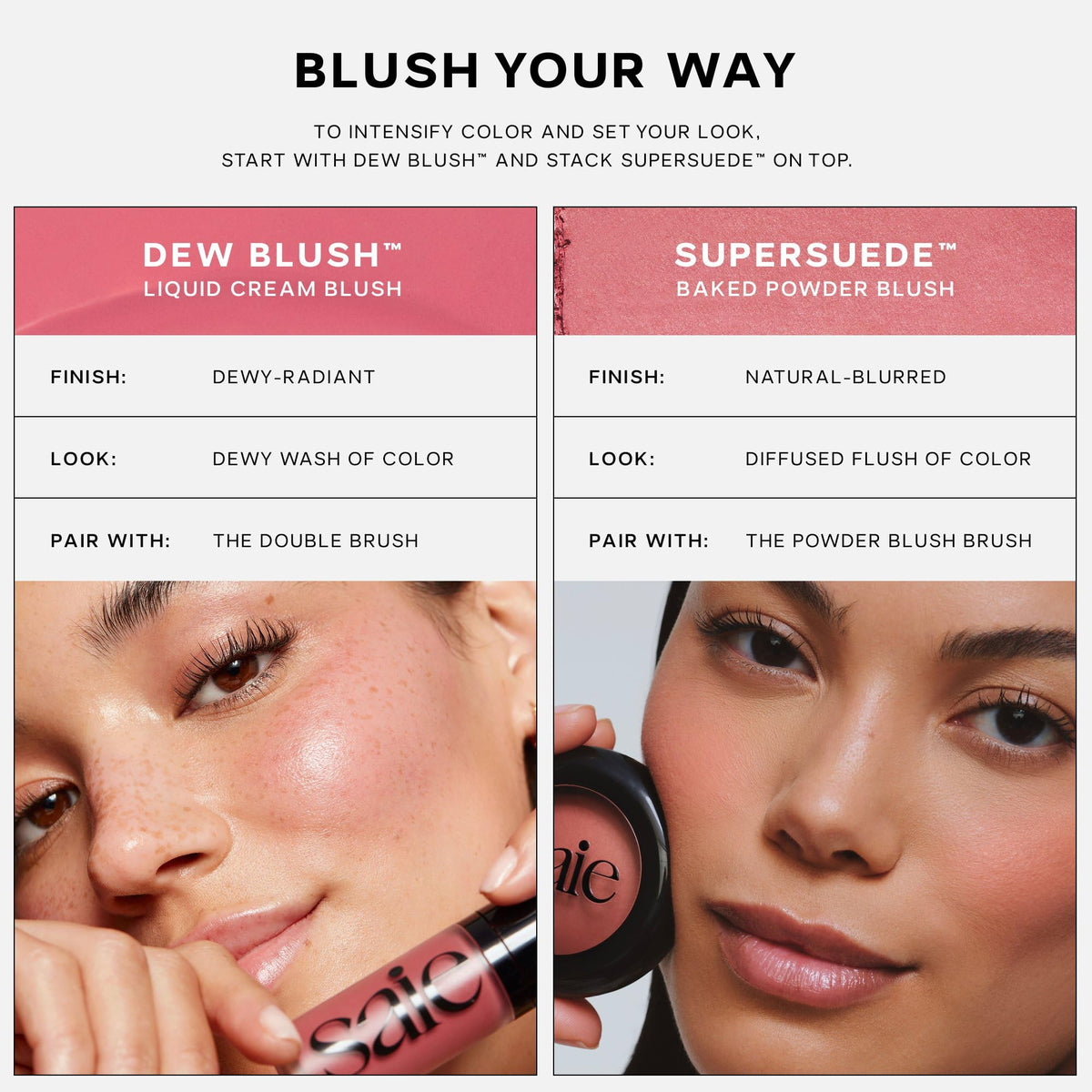 Saie Dew Liquid Blush texture on hand