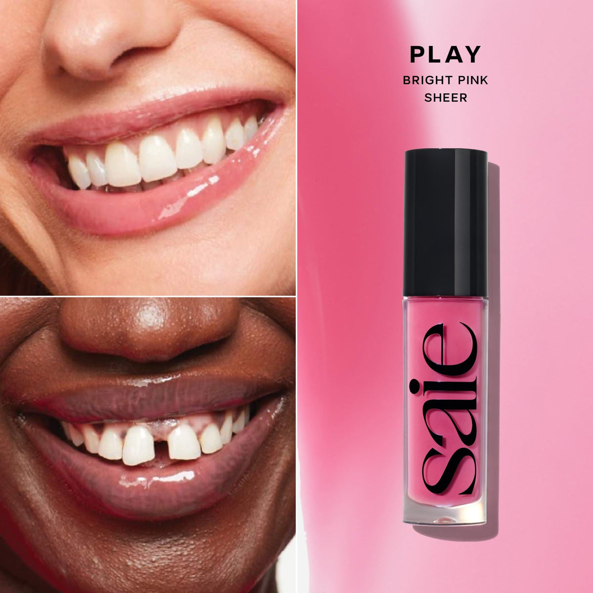 Saie Glossybounce Hydrating Lip Gloss Oil Hybrid applicator close-up