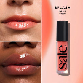 Saie Glossybounce Hydrating Lip Gloss Oil Hybrid Splash doe-foot applicator