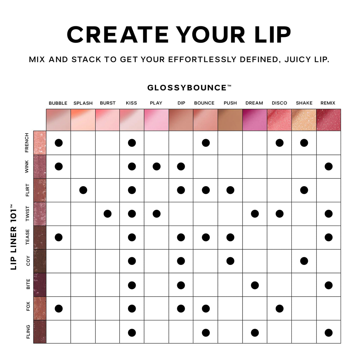 Saie Glossybounce Hydrating Lip Gloss Oil Hybrid Splash with other shades