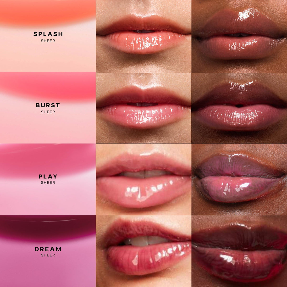 Saie Glossybounce Hydrating Lip Gloss Oil Hybrid texture on lips