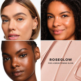 Saie Mini Glowy Super Gel Primer Roseglow application on face