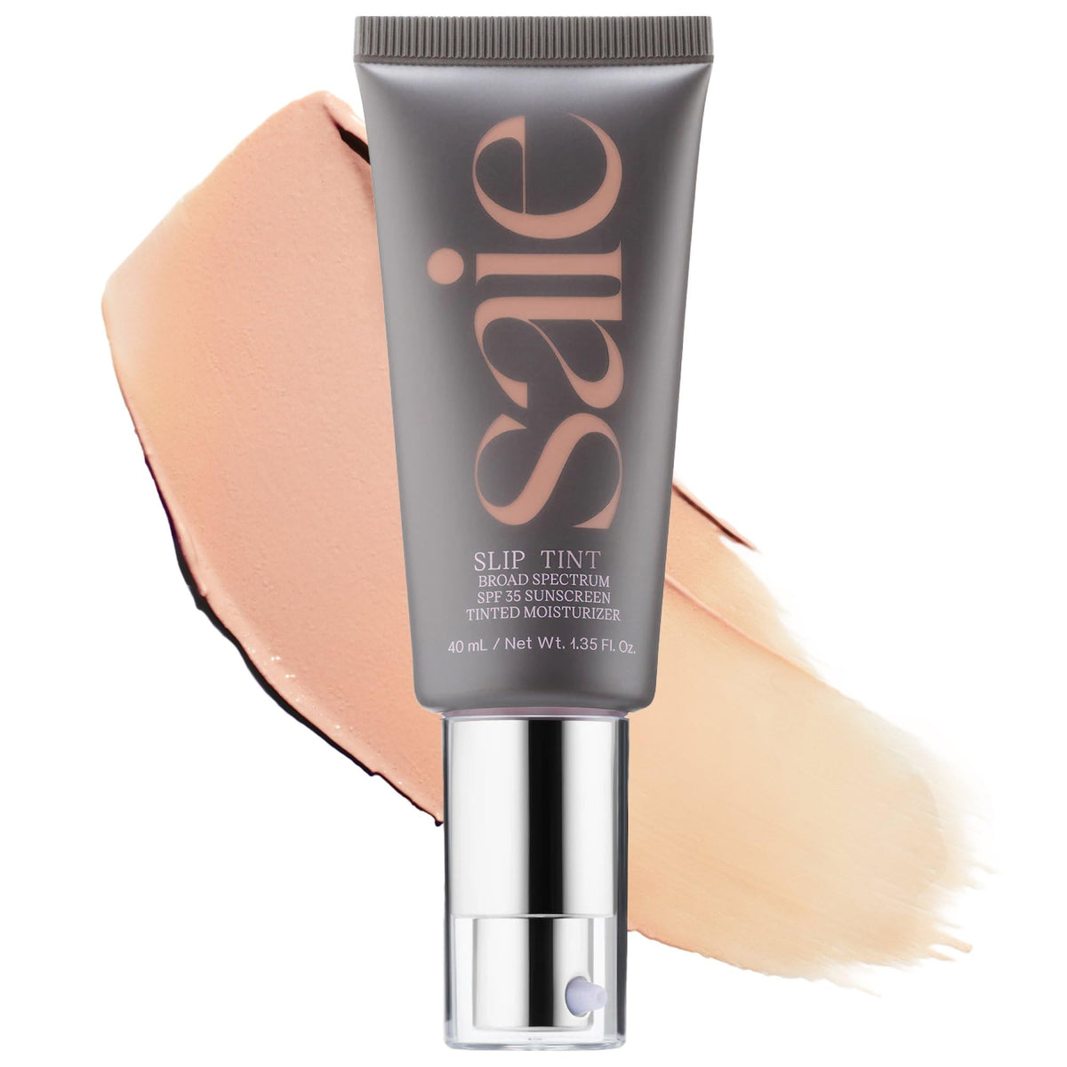 Saie Slip Tint Tinted Sunscreen front view with packaging