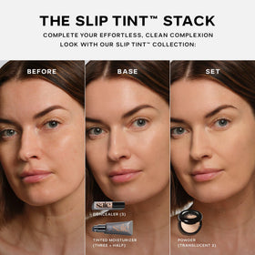 Saie Slip Tint Tinted Sunscreen SPF 35, Nine + Half application process