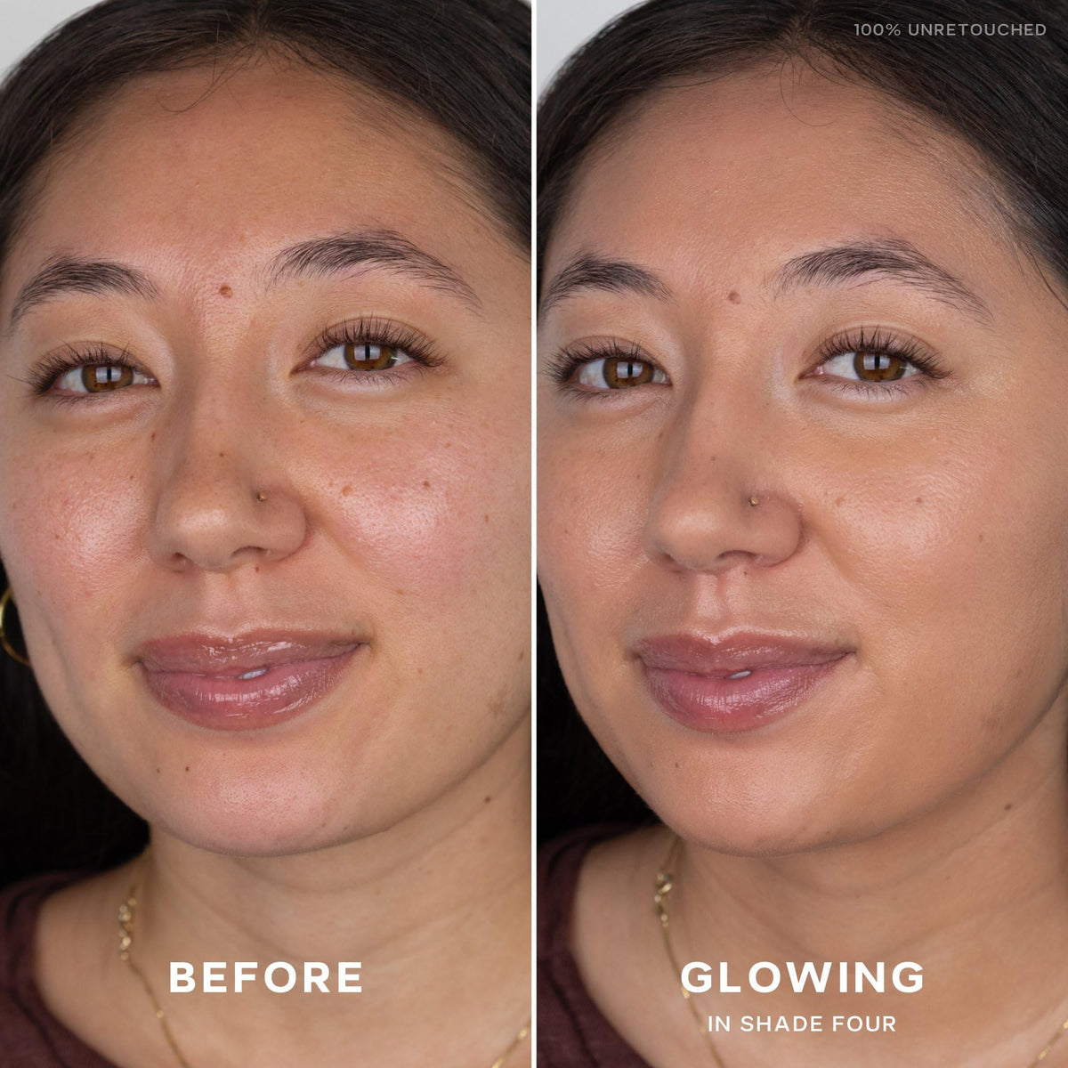 Saie Slip Tint Tinted Sunscreen SPF 35 Shade Four texture on skin