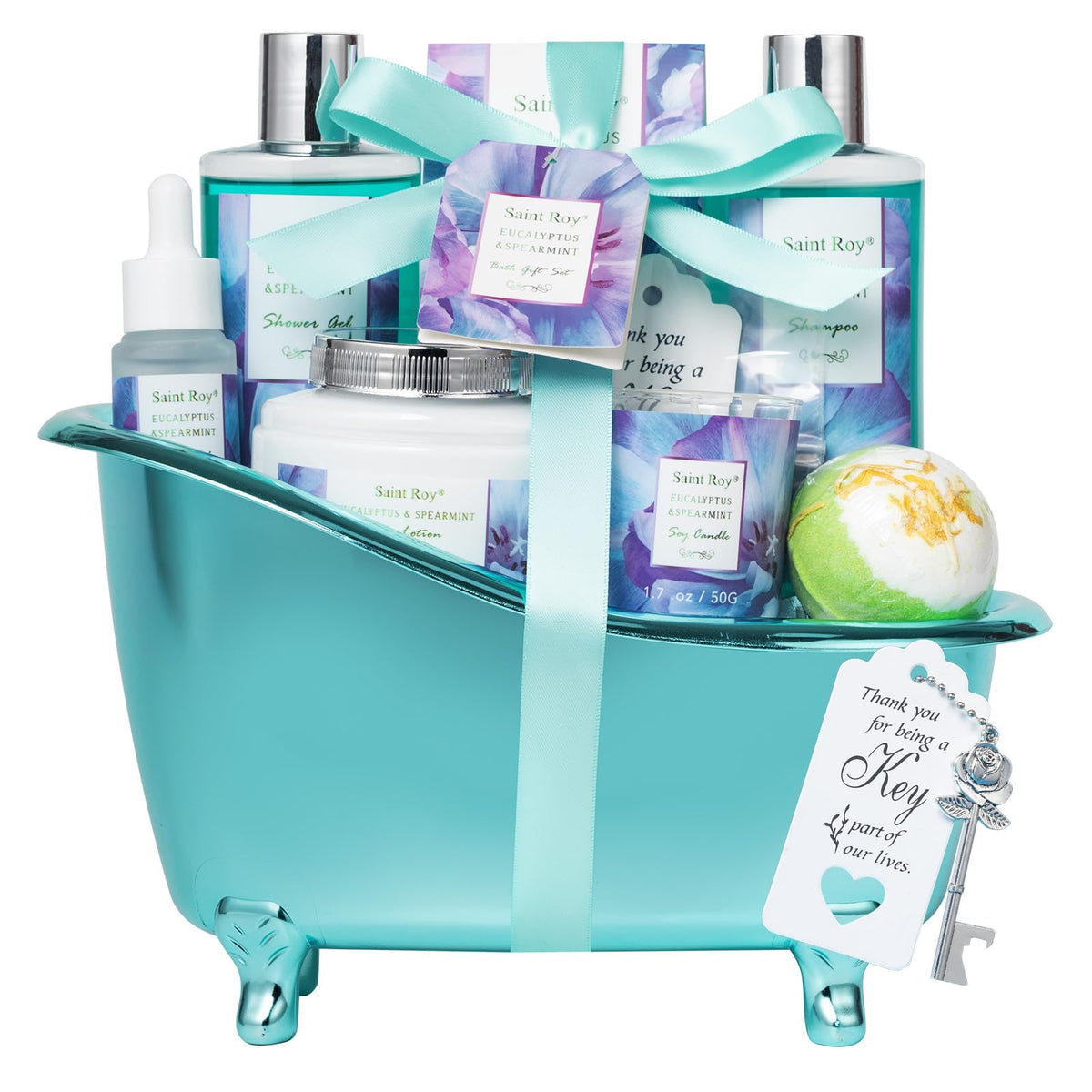Saint Roy Bath and Body Basket Set Eucalyptus & Mint front view