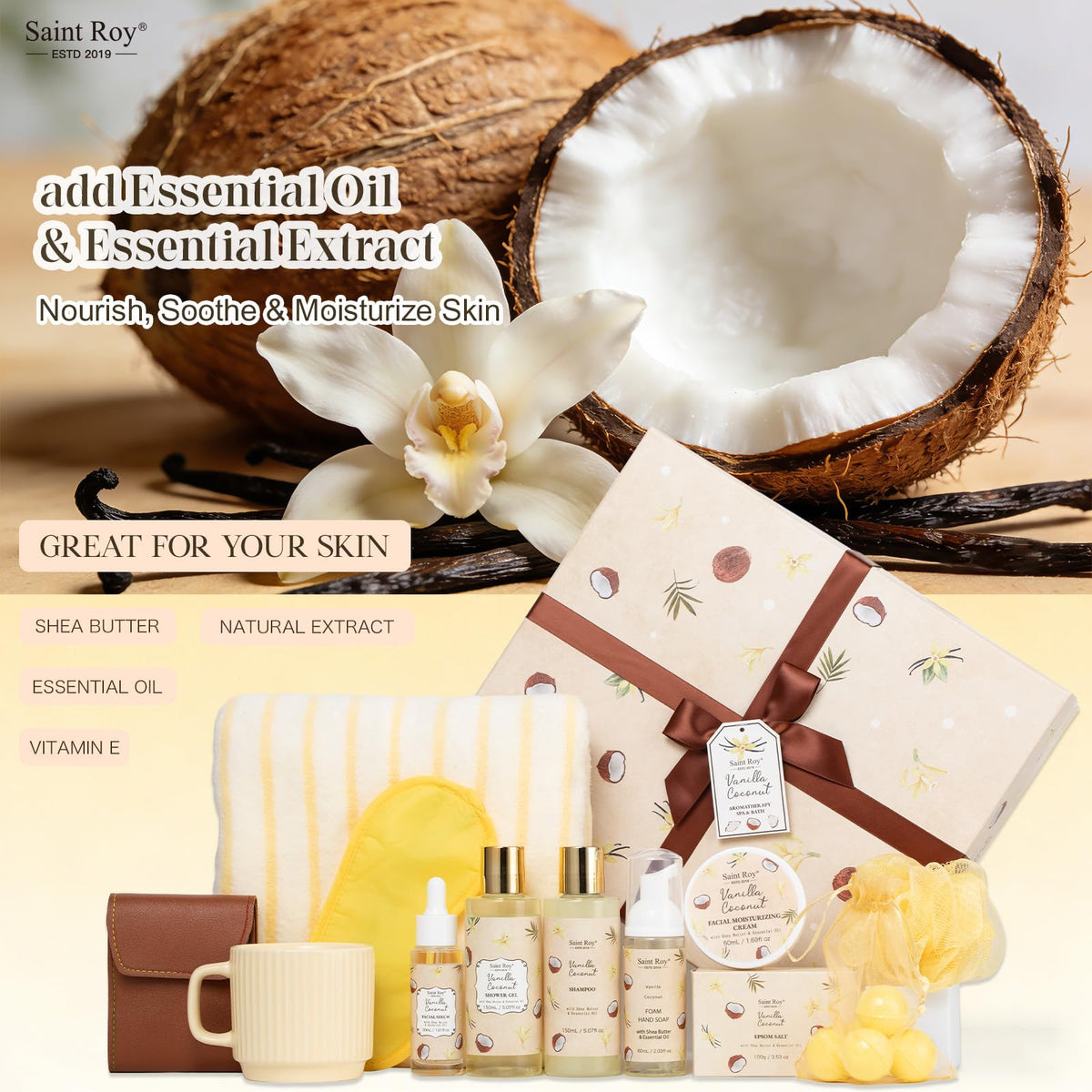 Saint Roy Coconut Vanilla Bath Bombs in bag