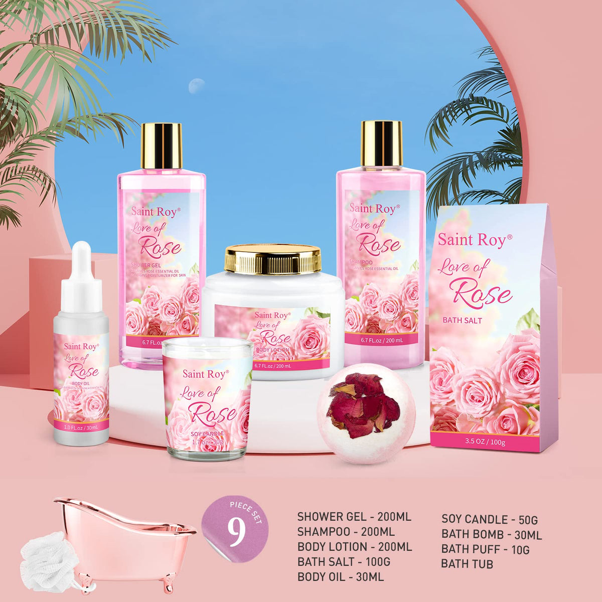 Saint Roy Jojoba Body Oil and Bath Puff