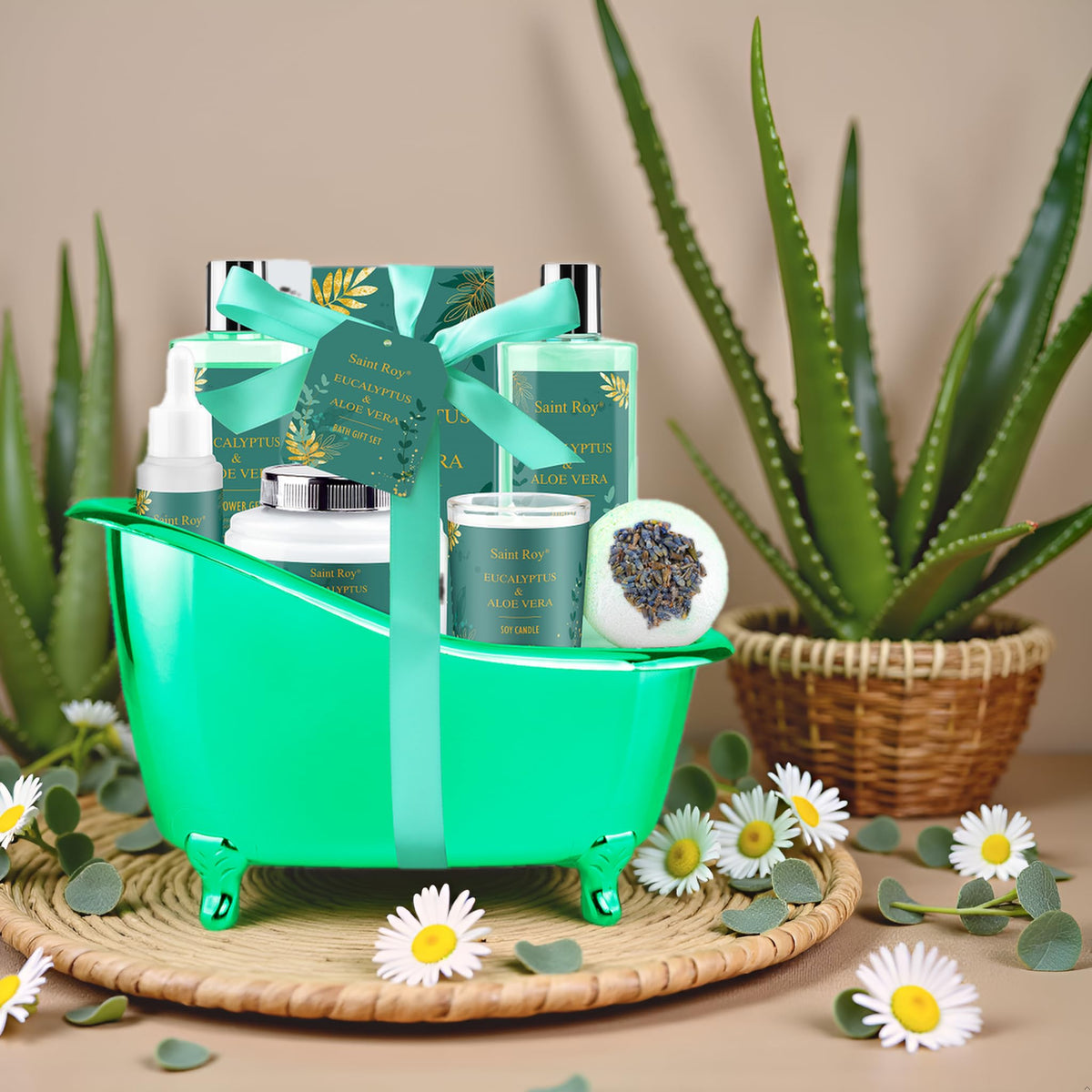 Saint Roy Spa Gift Basket beautifully arranged for gifting