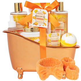 Saint Roy Spa Gift Set 11pcs bath and body care items arranged in a reusable tub