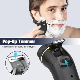 Sakioo Electric Razor side view showing the pop-up trimmer