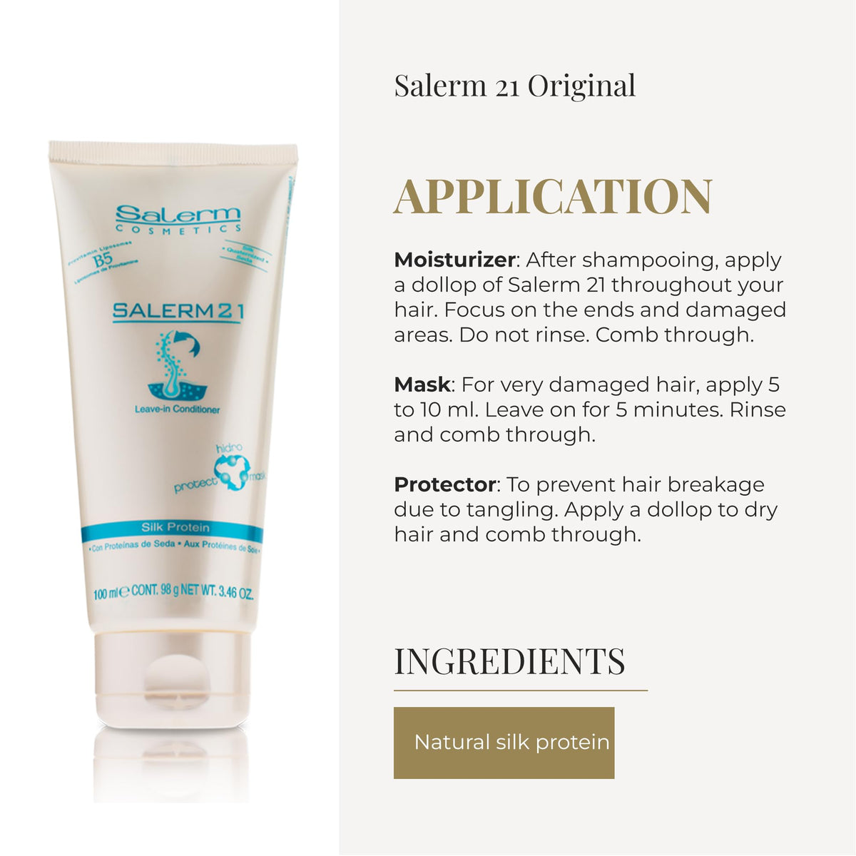 SALERM Instant Hair Conditioner 21 Silk Protein 100 ml with silk protein detail
