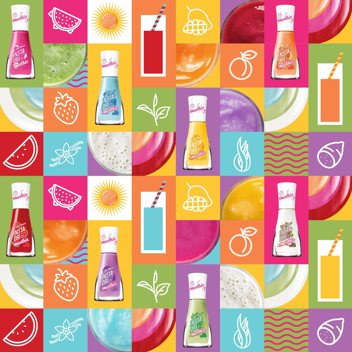 Sally Hansen Insta-Dri Nail Polish Dragon Fruit Crush with other smoothie shades