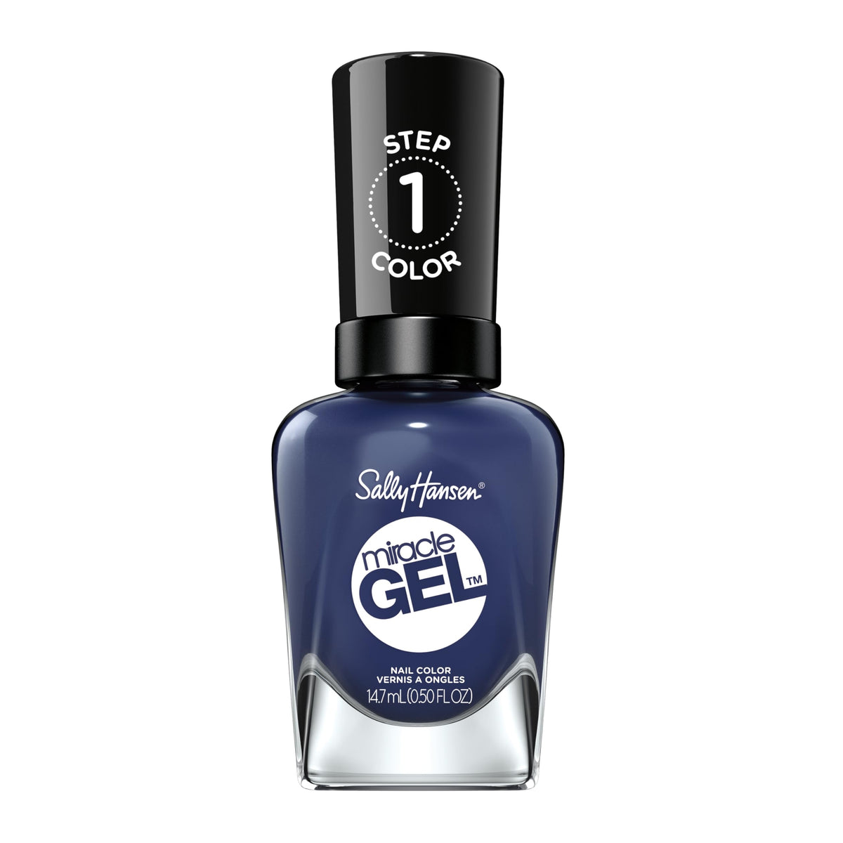 Sally Hansen Miracle Gel 609 Midnight Mod navy blue nail polish front view