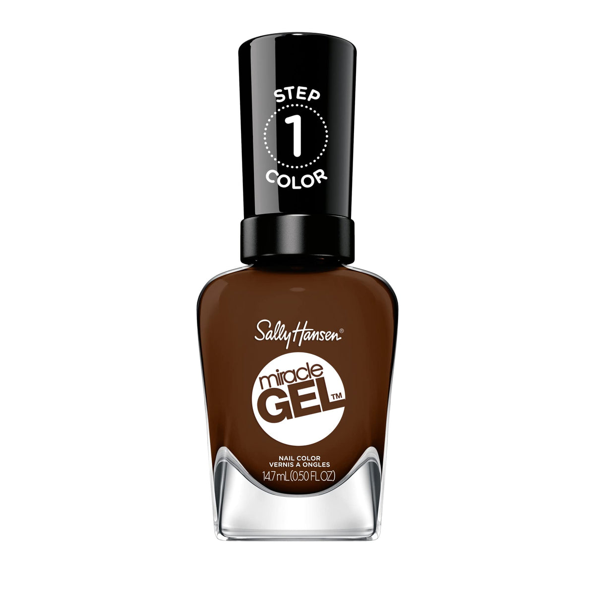 Sally Hansen Miracle Gel Dark Brown Nail Polish 200 front view