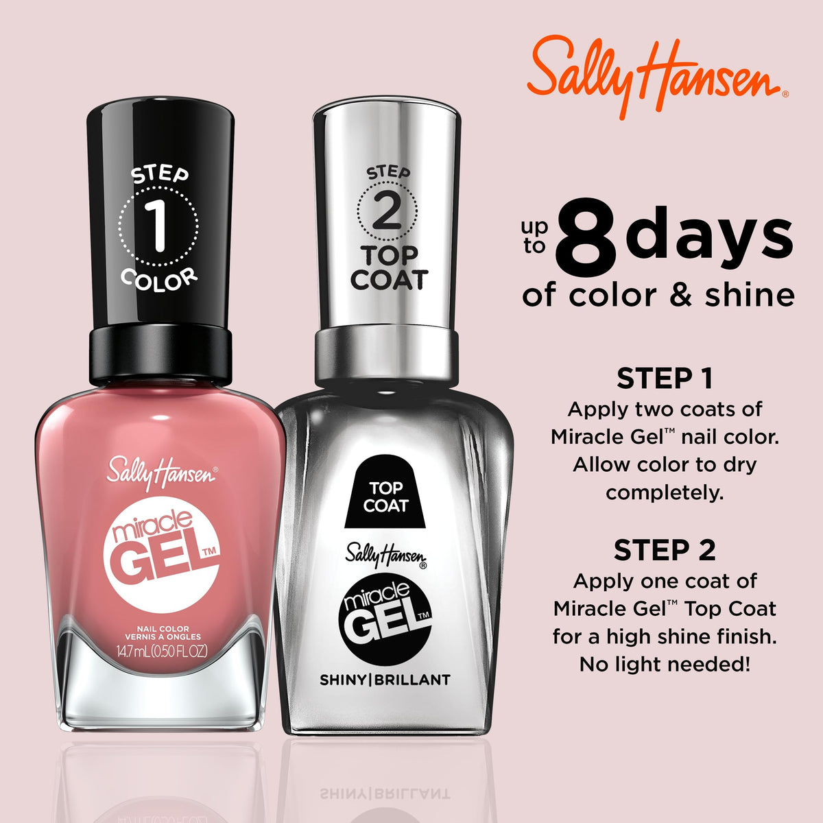 Sally Hansen Miracle Gel Mauve-olous nail polish on a manicure table