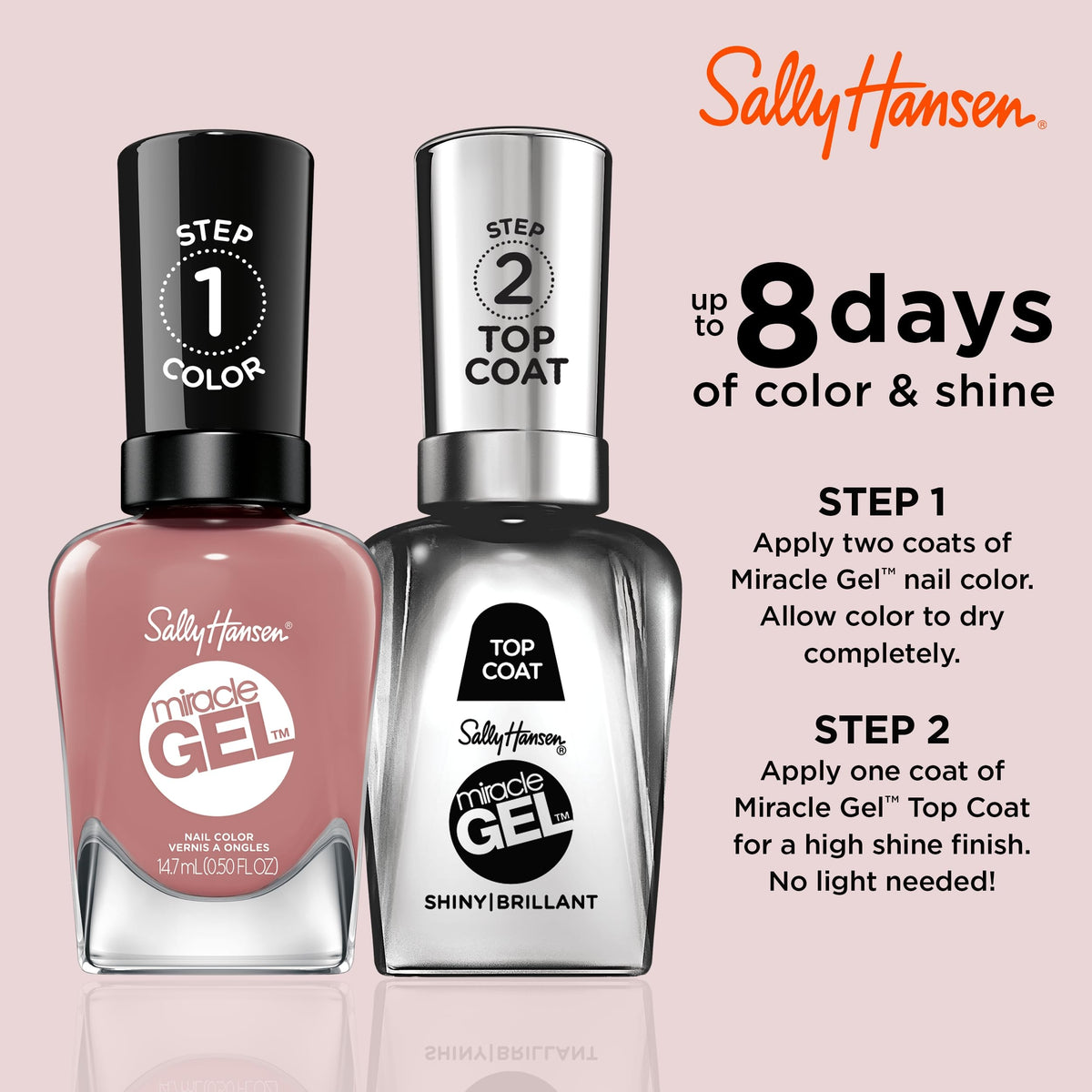 Sally Hansen Miracle Gel Nail Polish 252 Rose & Shine bottle with label