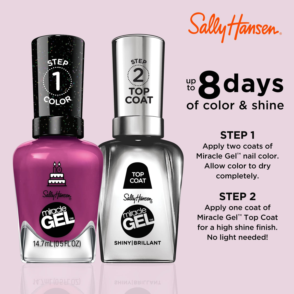 Sally Hansen Miracle Gel Nail Polish 533 Brewberry bottle with cap