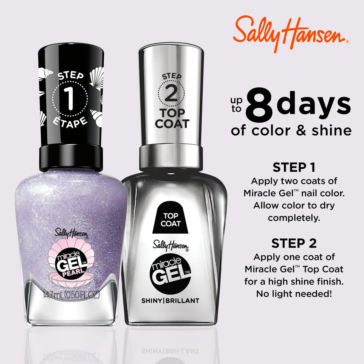 Sally Hansen Miracle Gel Nail Polish 908 Pearlescent Lilac bottle side view