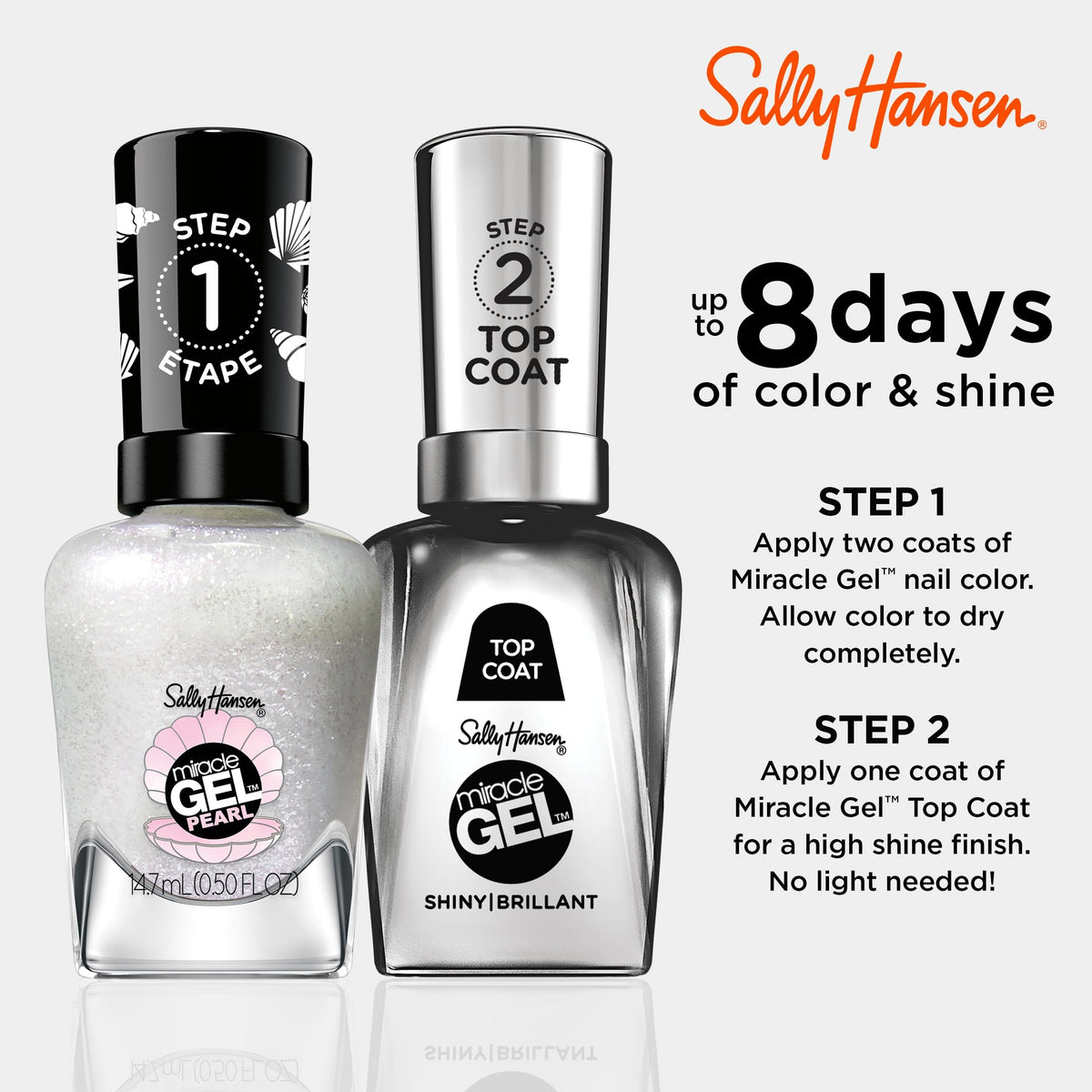 Sally Hansen Miracle Gel Nail Polish 909 Moonlight Mist bottle with cap