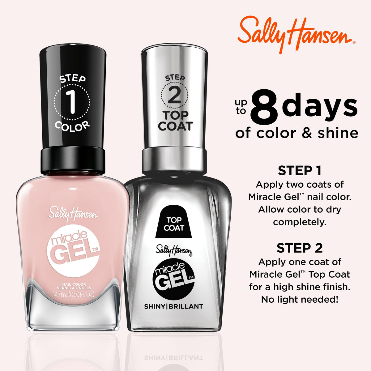 Sally Hansen Miracle Gel Nail Polish bottle with light neutral pink shade