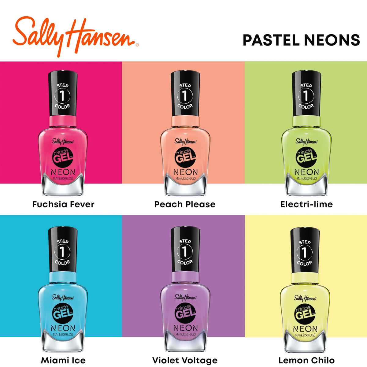Sally Hansen Miracle Gel Neons 54 Violet Voltage nail polish packaging