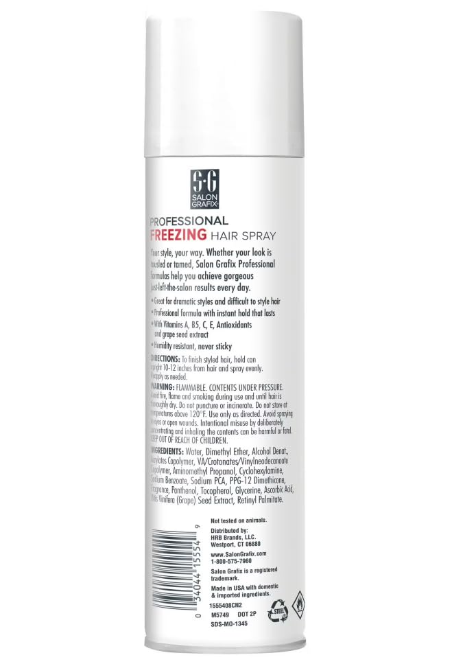 Salon Grafix Hairspray Freezing Mega Hold 10 oz back view