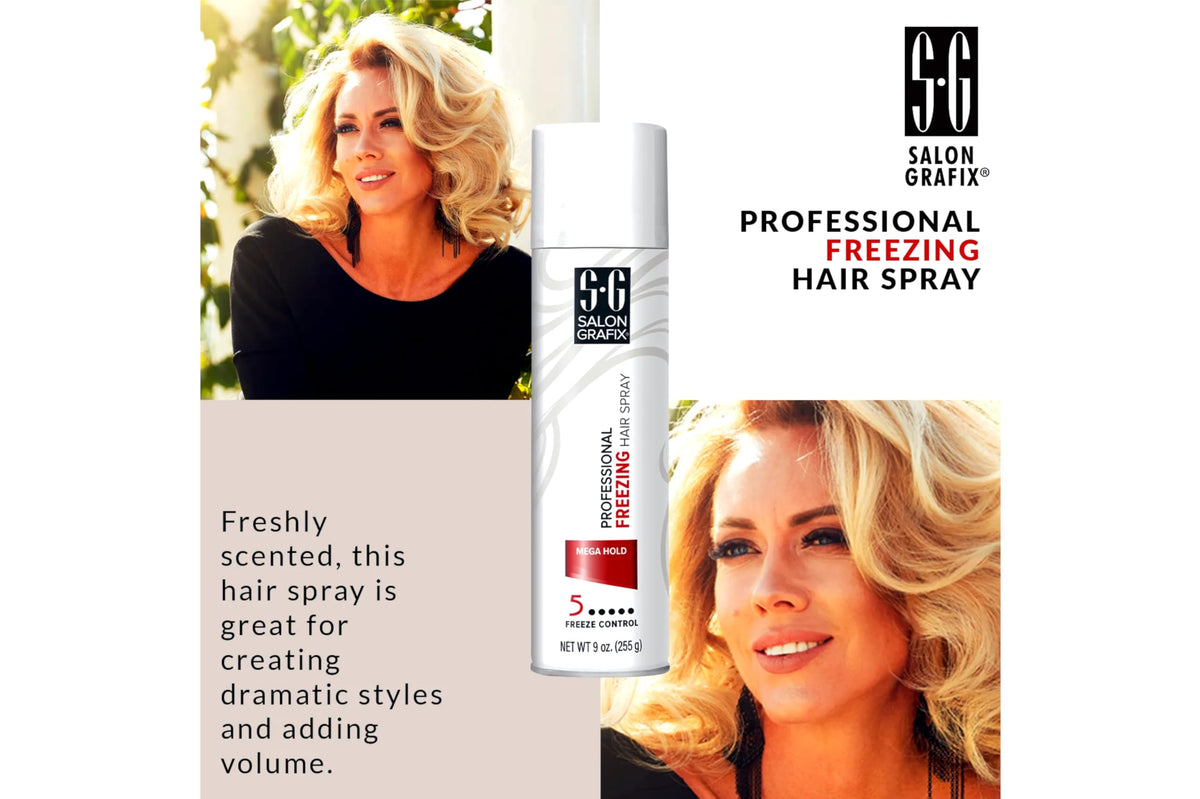 Salon Grafix Hairspray Freezing Mega Hold 10 oz packaging details