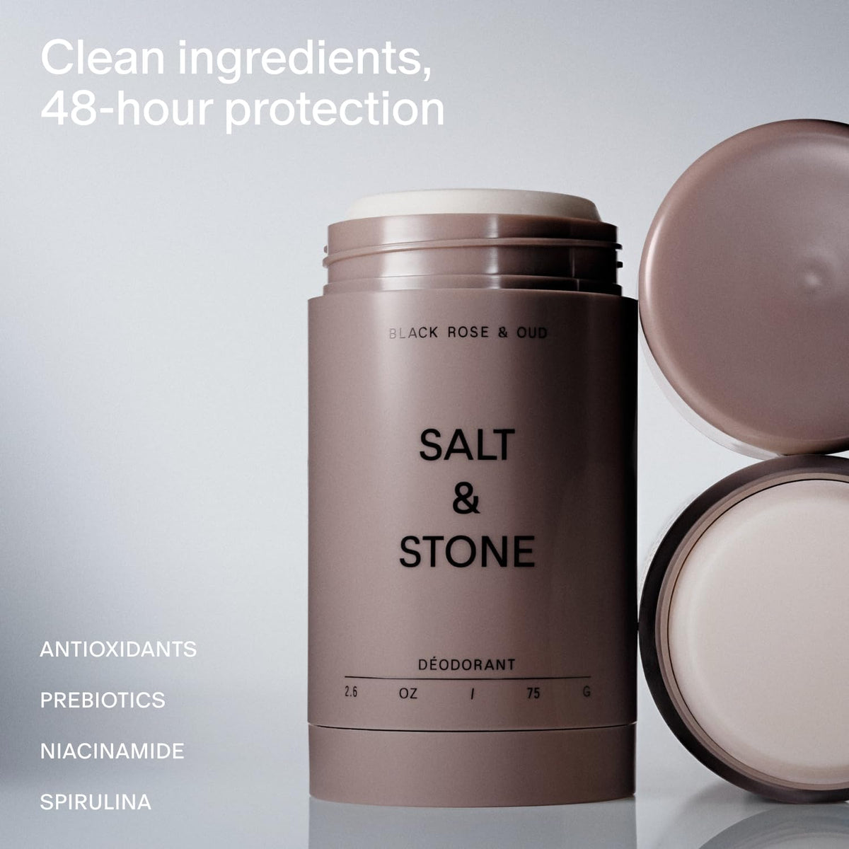 Salt & Stone Aluminum-Free Deodorant Black Rose & Oud packaging