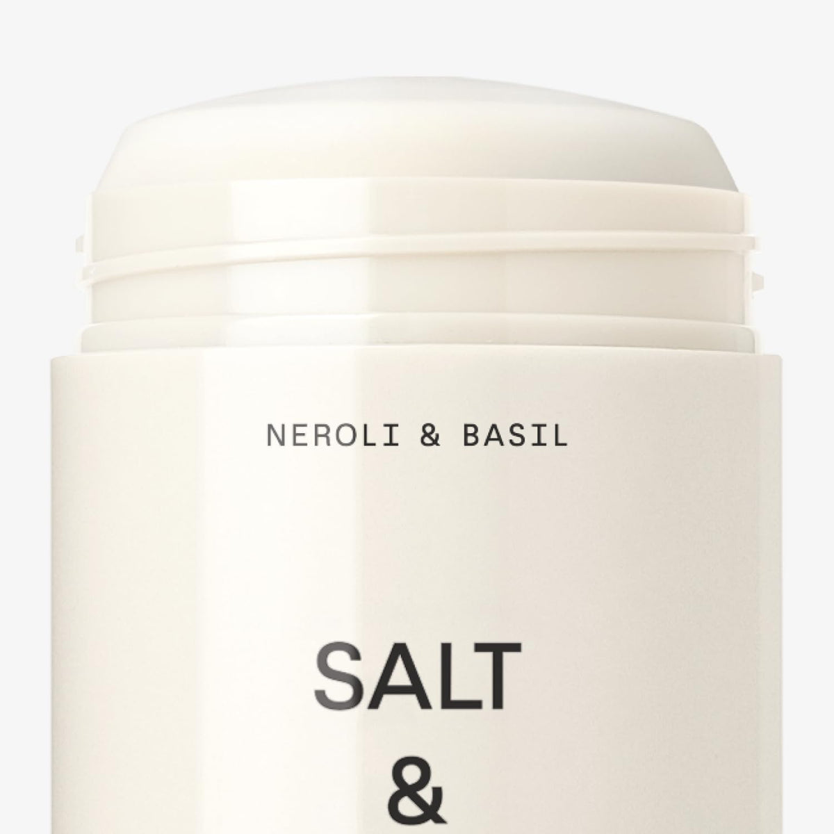 Salt & Stone Aluminum-Free Deodorant on a bathroom shelf