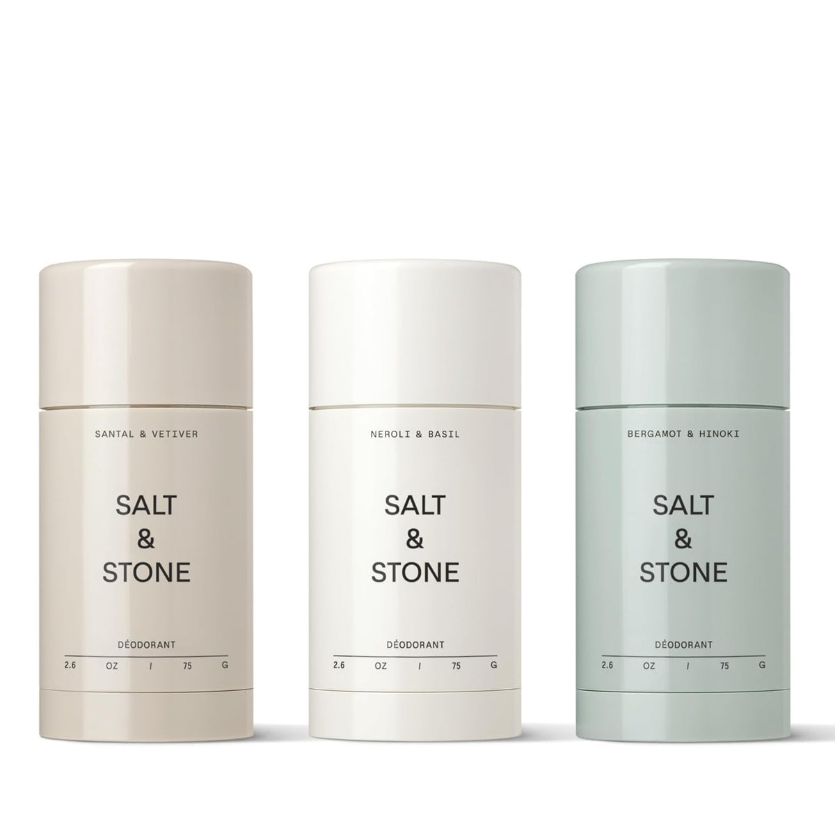 Salt & Stone Aluminum-Free Deodorant Trio Set packaging front view