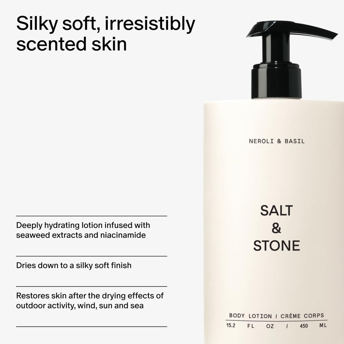 Salt & Stone Body Lotion in a bathroom setting
