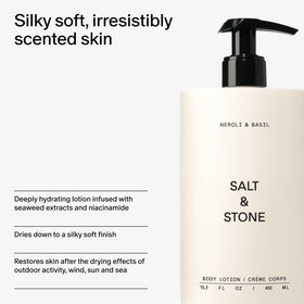 Salt & Stone Body Lotion in a bathroom setting