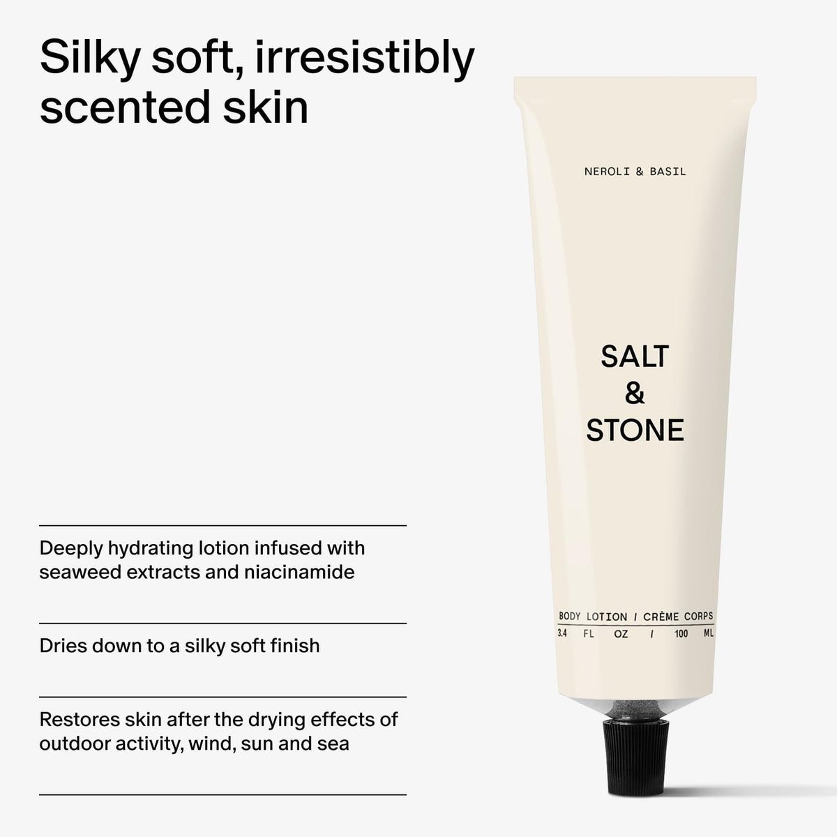 Salt & Stone Body Lotion Neroli & Basil in lifestyle setting