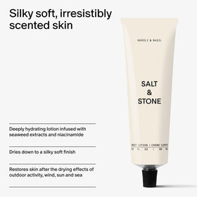 Salt & Stone Body Lotion Neroli & Basil in lifestyle setting