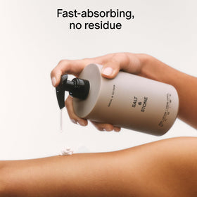 Salt & Stone Body Lotion on a bathroom counter