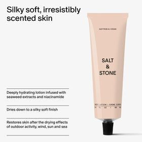 Salt & Stone Body Lotion Saffron & Cedar packaging