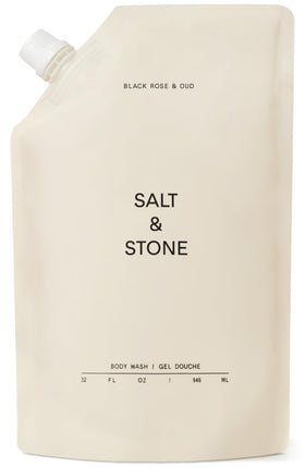 Salt & Stone Body Wash Black Rose & Oud 32 fl oz refill front view