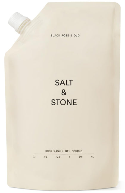Salt & Stone Body Wash Black Rose & Oud 32 fl oz refill front view