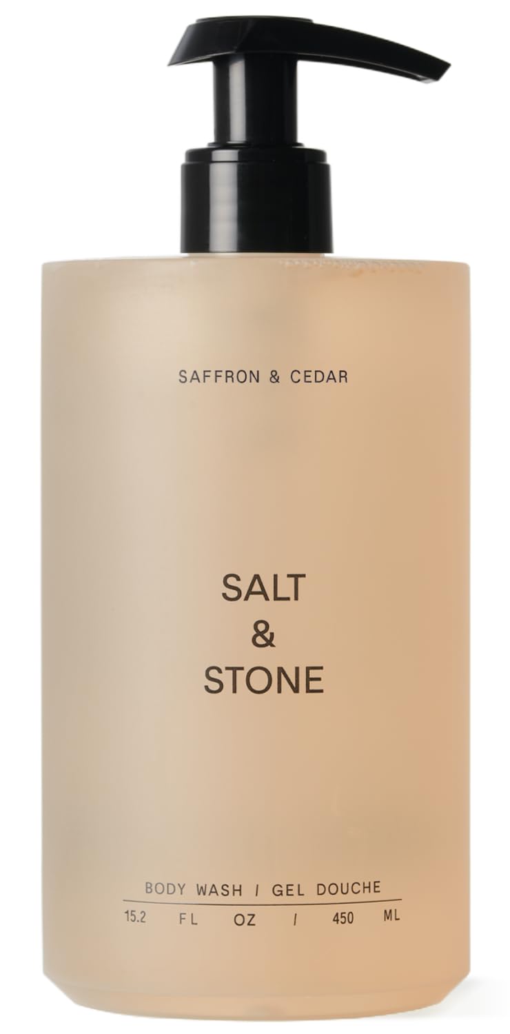 Salt & Stone Body Wash Saffron & Cedar 15.2 fl oz front view